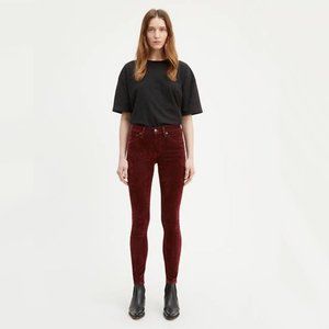 Levi's 721 Made a& Crafted High Rise Velvet Jeans in Burgundy - LIKE NEW